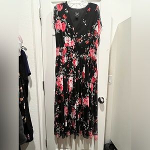 Long flowy dress with red floral print size 18w